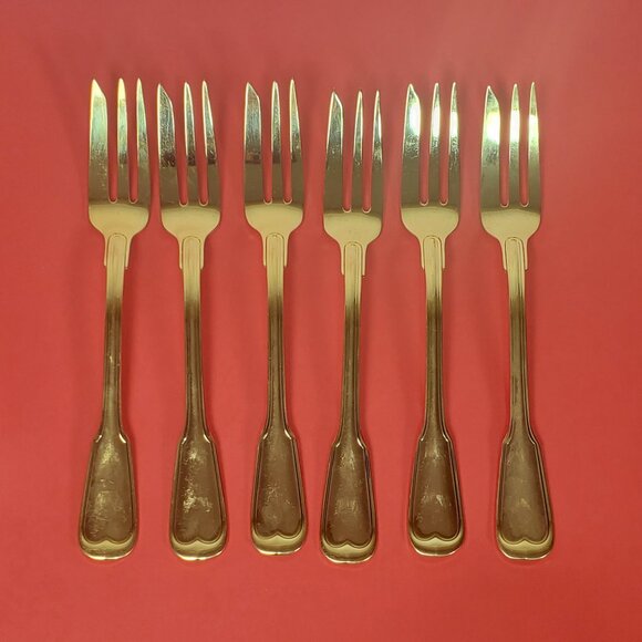 Vintage WMF Gold-Plated Dessert Forks – Elegant German Tableware (Set 6) - Picture 1 of 10